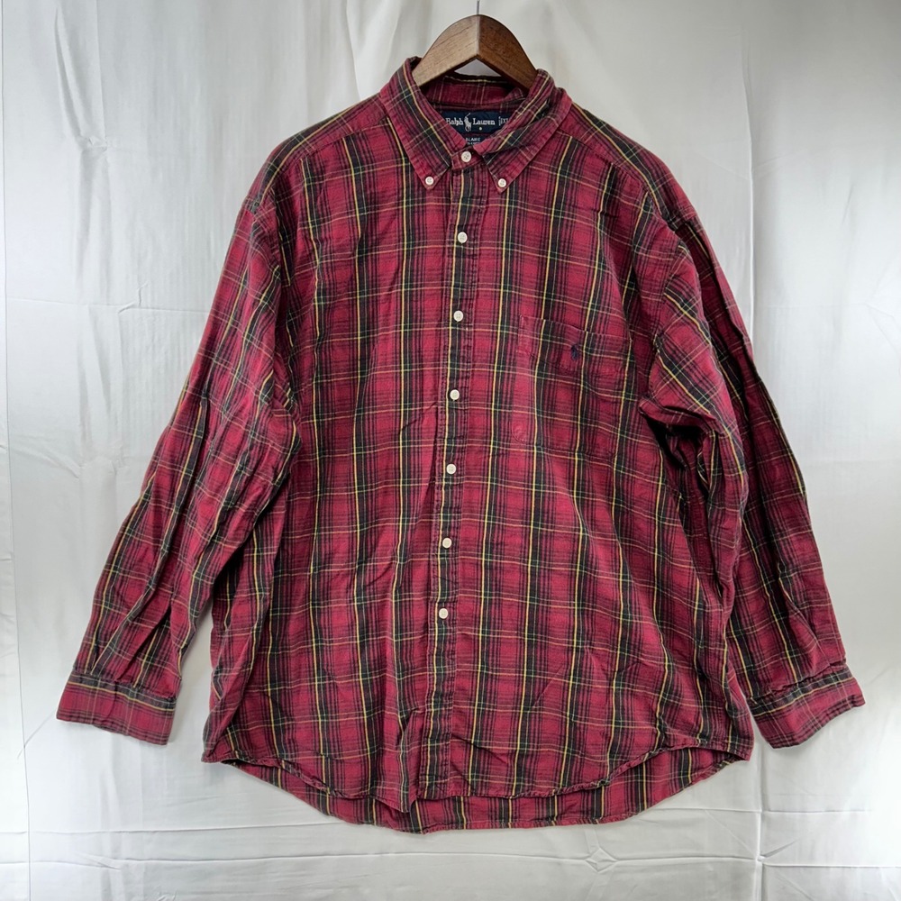 Ralph Lauren Blaire Shirt Mens XL Red Plaid Button Down Long Sleeve Cotton